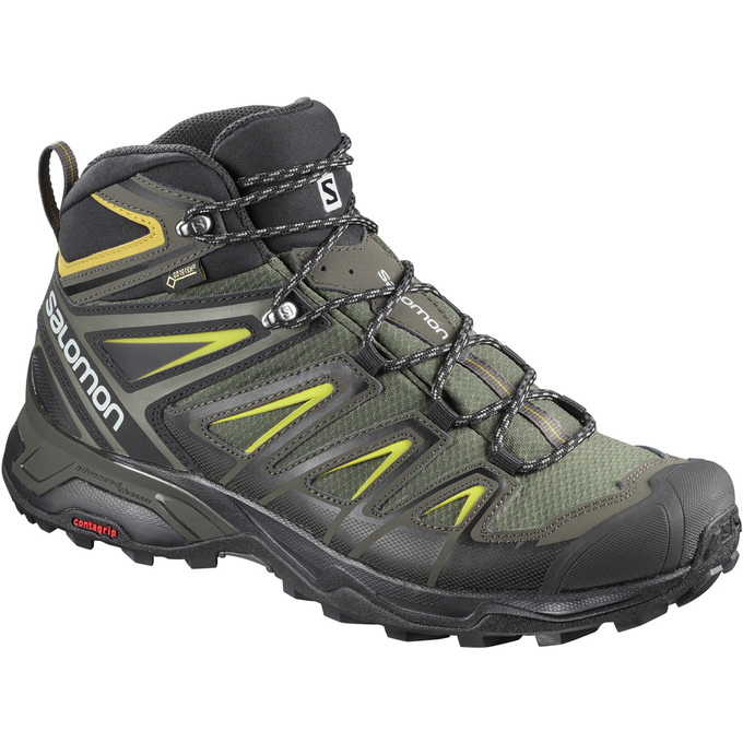 Salomon Israel X ULTRA 3 MID GTX® - Mens Hiking Shoes - Olive/Black (PJTX-65218)